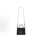 SAINT LAURENT YSL Cassandra distressed gold Logo grain embossed hand-held crossbody single-shoulder bag mini women\'s black